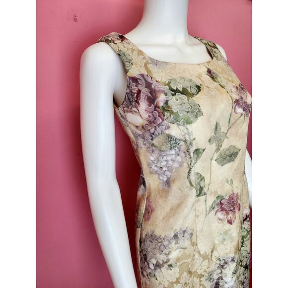 Vintage 1990's Tapestry Sheath Dress Peplum Blazer Suit Set Floral Garden Party - Picture 7 of 10